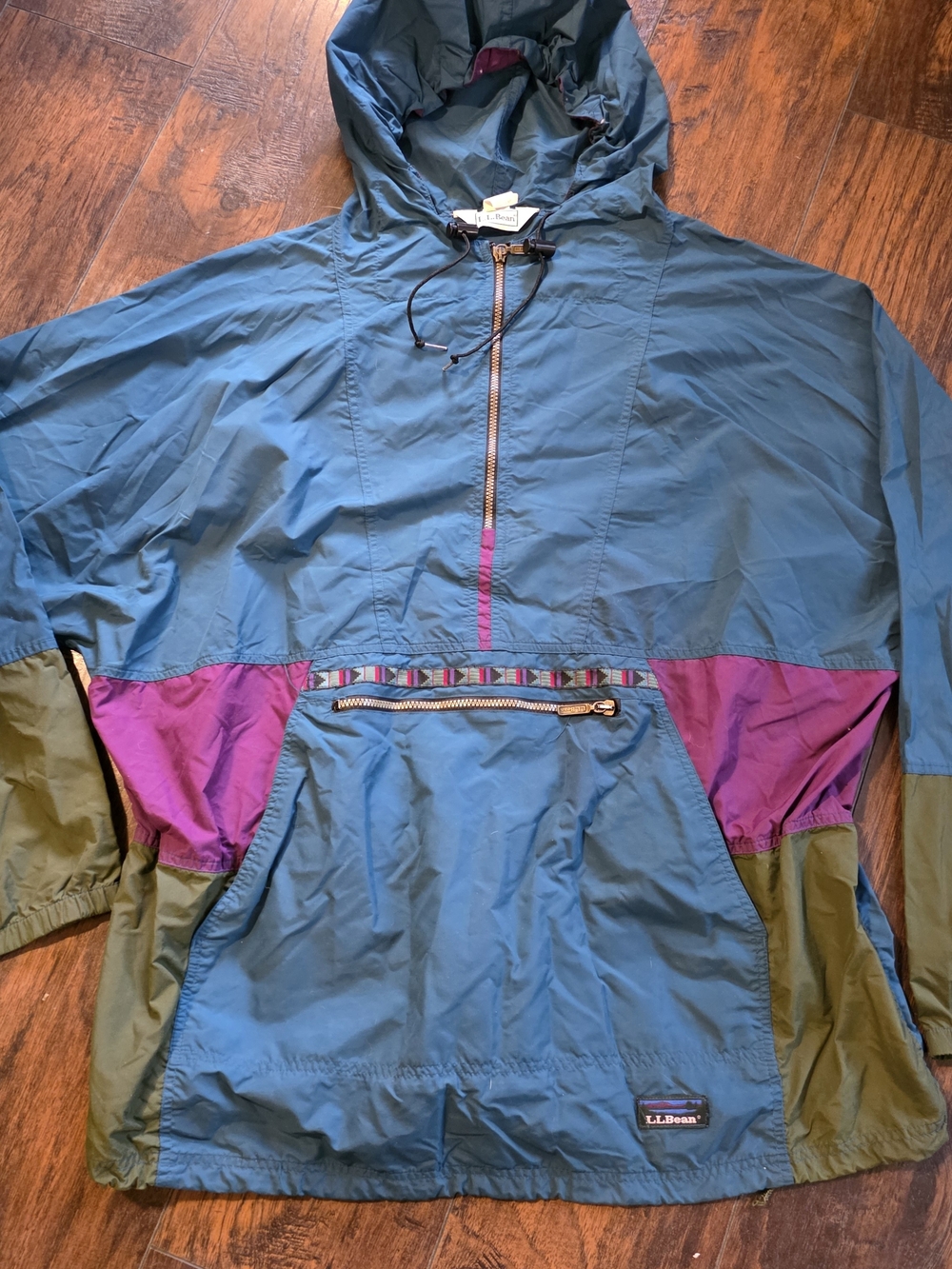 L.L.Bean Colorblock Pullover Windbreaker - Teal, Purple, Olive